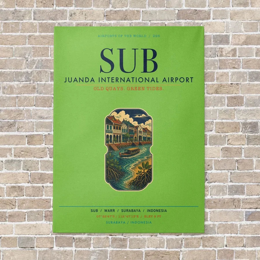 Juanda International Airport Surabaya SUB vertical canvas print - no frame - light green background