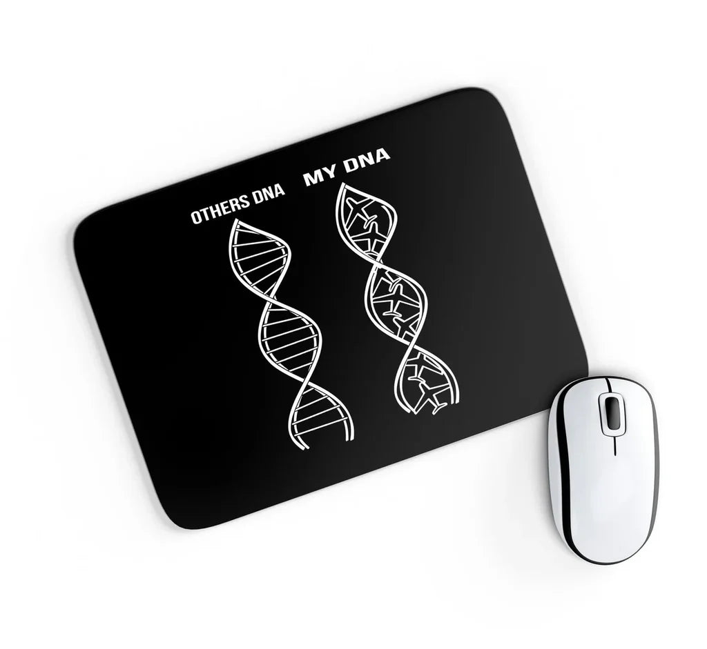 Aviation DNA aviation design on neoprene with anti-slip base mouse pad.
