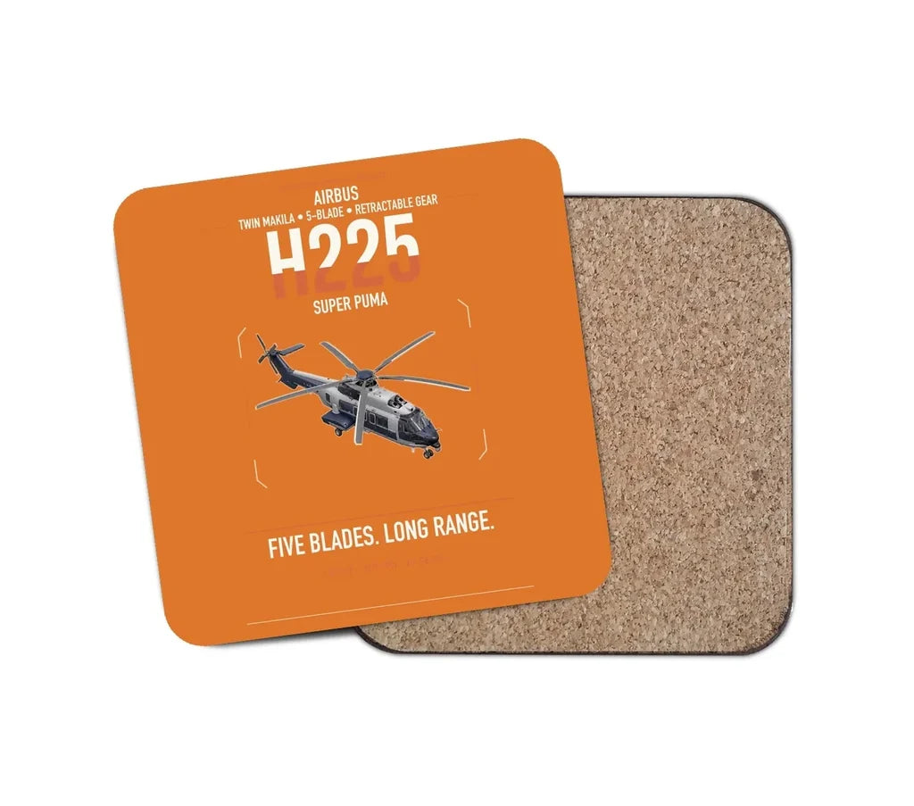 Airbus H225 design on orange 1 piece coaster