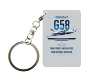 Thumbnail for Beechcraft Baron G58 design on light gray designed key chain, double-side print