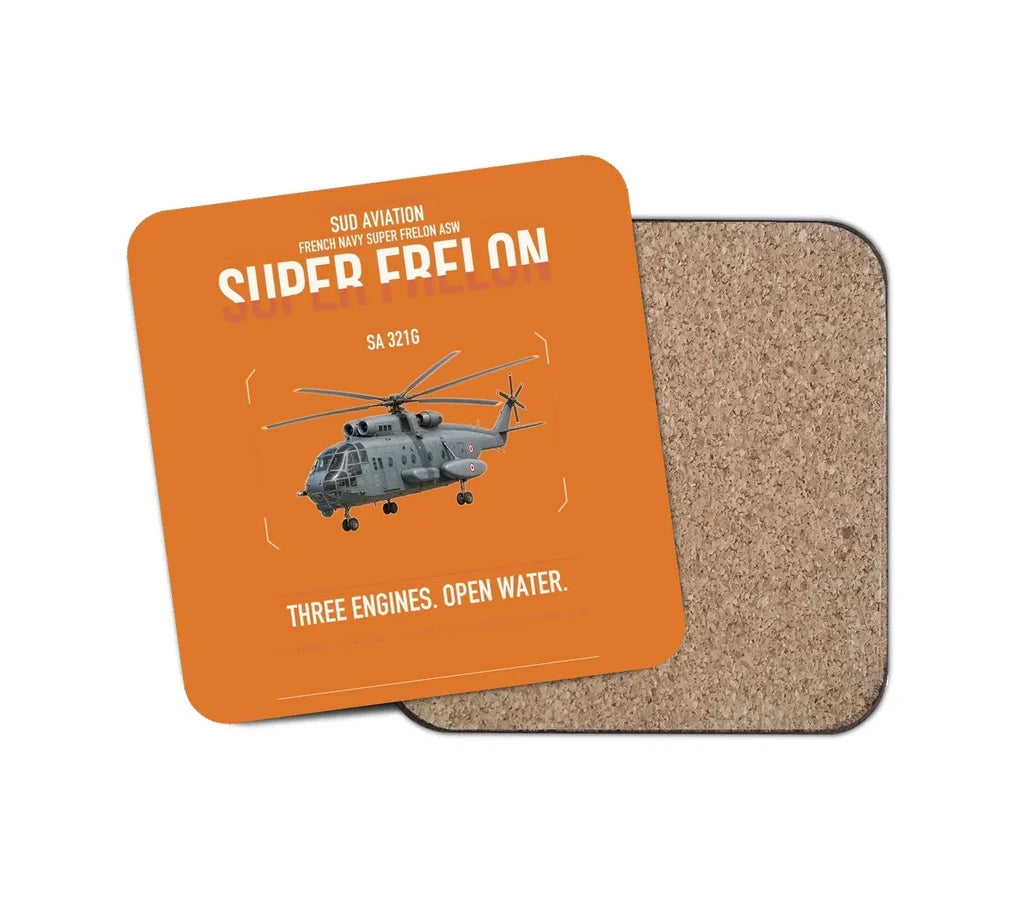 Sud Aviation SA 321G Super Frelon design on orange 1 piece coaster