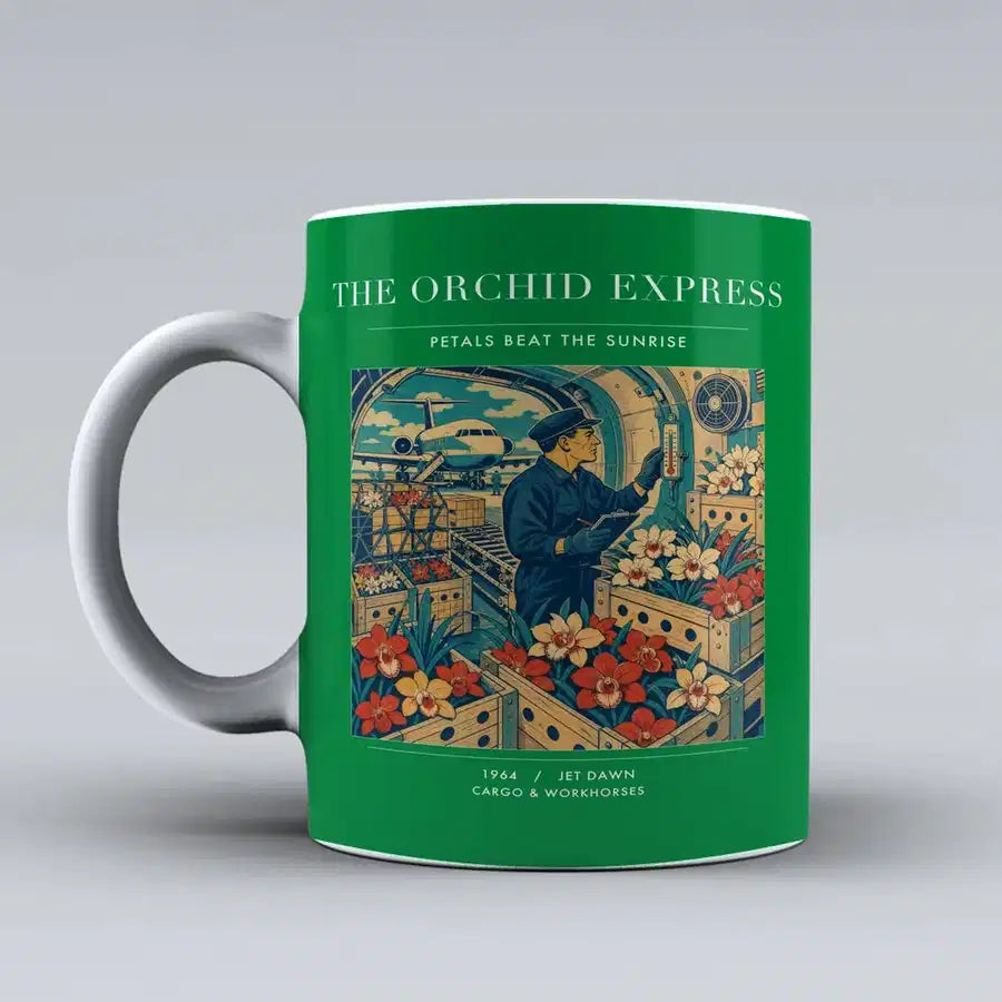VINTAGE G4233 - The Orchid Express - Ceramic Mug design on green