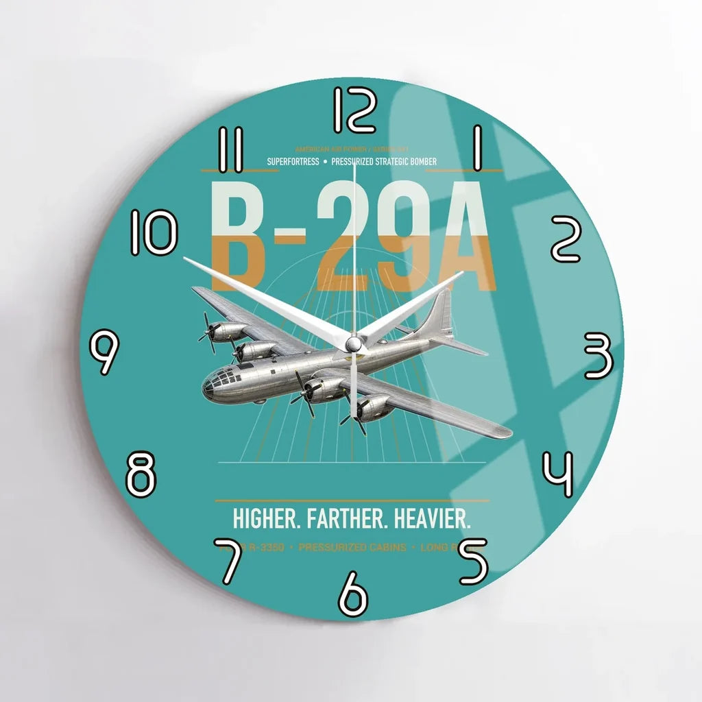 B-29A Superfortress design on turquoise no frame wall clock
