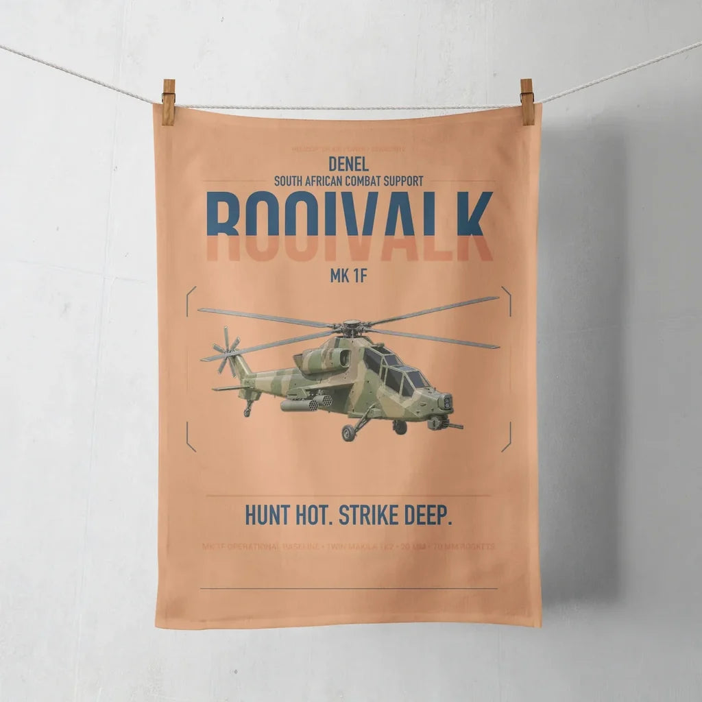 Denel Rooivalk Mk 1F design on orange towel