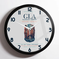 Thumbnail for Glasgow Airport (GLA) design on light gray framed wall clock