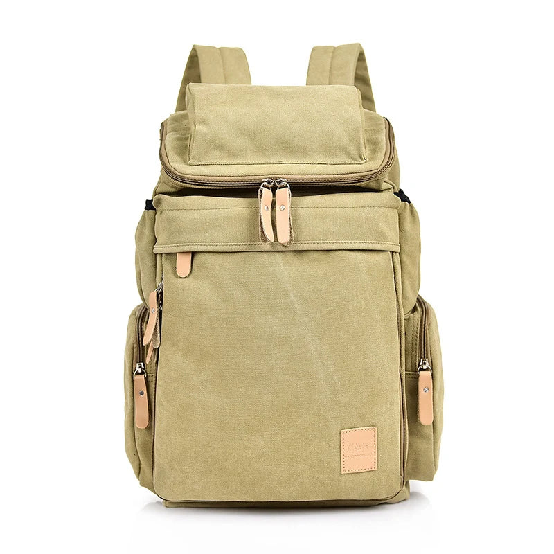 Aviator Vintage Canvas Backpack for Flight Crew Travel in light khaki