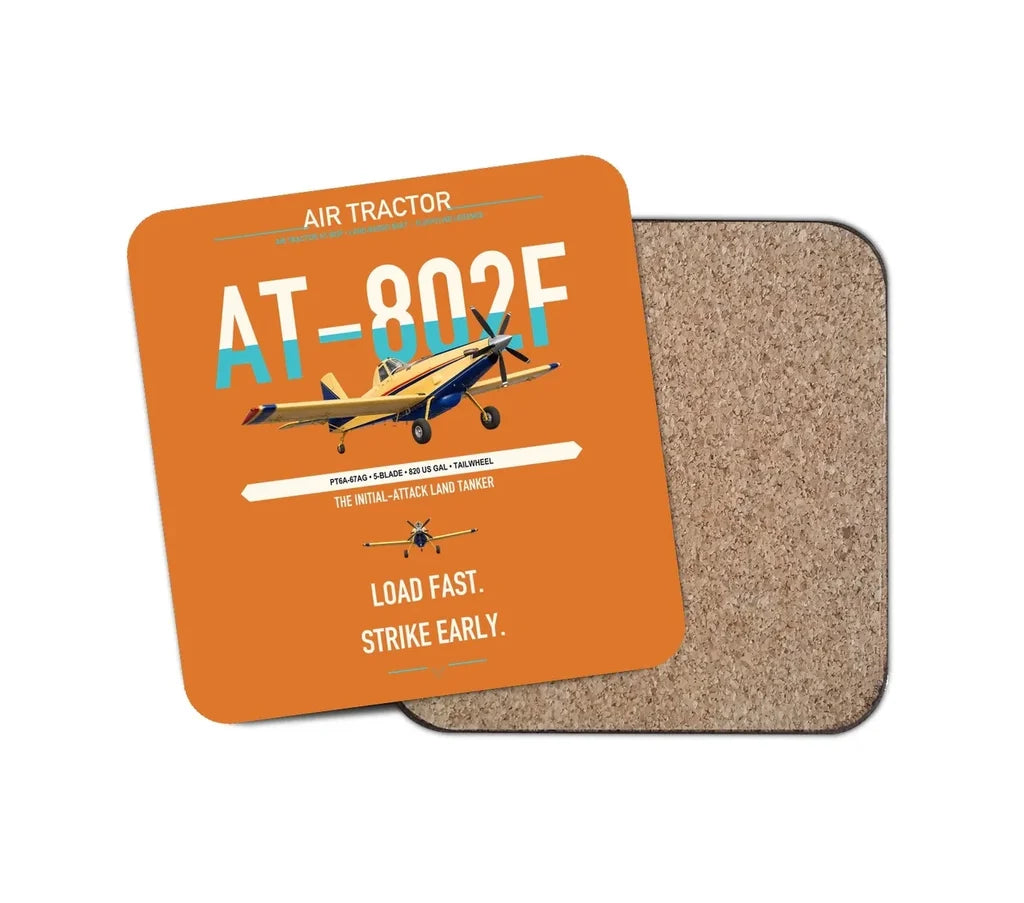 Air Tractor AT-802F design on orange 1 piece coaster