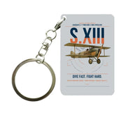 Thumbnail for SPAD S.XIII C.1 design on light gray designed key chain, double-side print