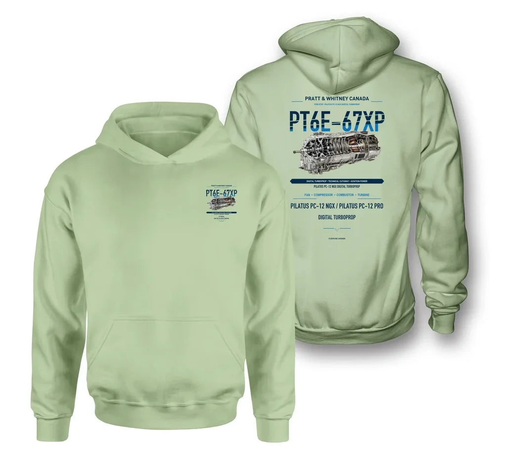 PT6E-67XP design on light green hoodie