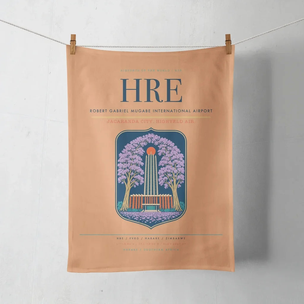 Robert Gabriel Mugabe International Airport (HRE) design on orange towel