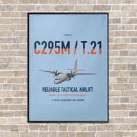 Thumbnail for Airbus C295M T.21 vertical canvas print - framed - light blue background