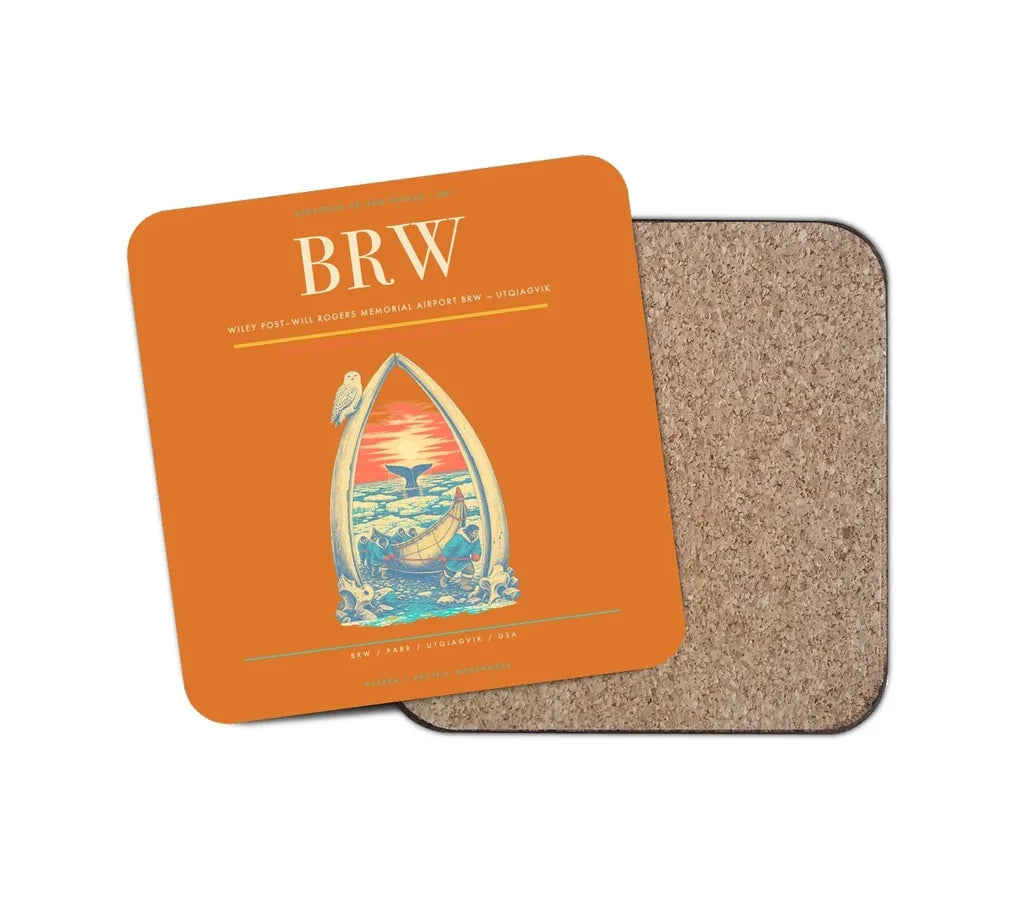Wiley Post–Will Rogers Memorial Airport (BRW) design on orange 1 piece coaster