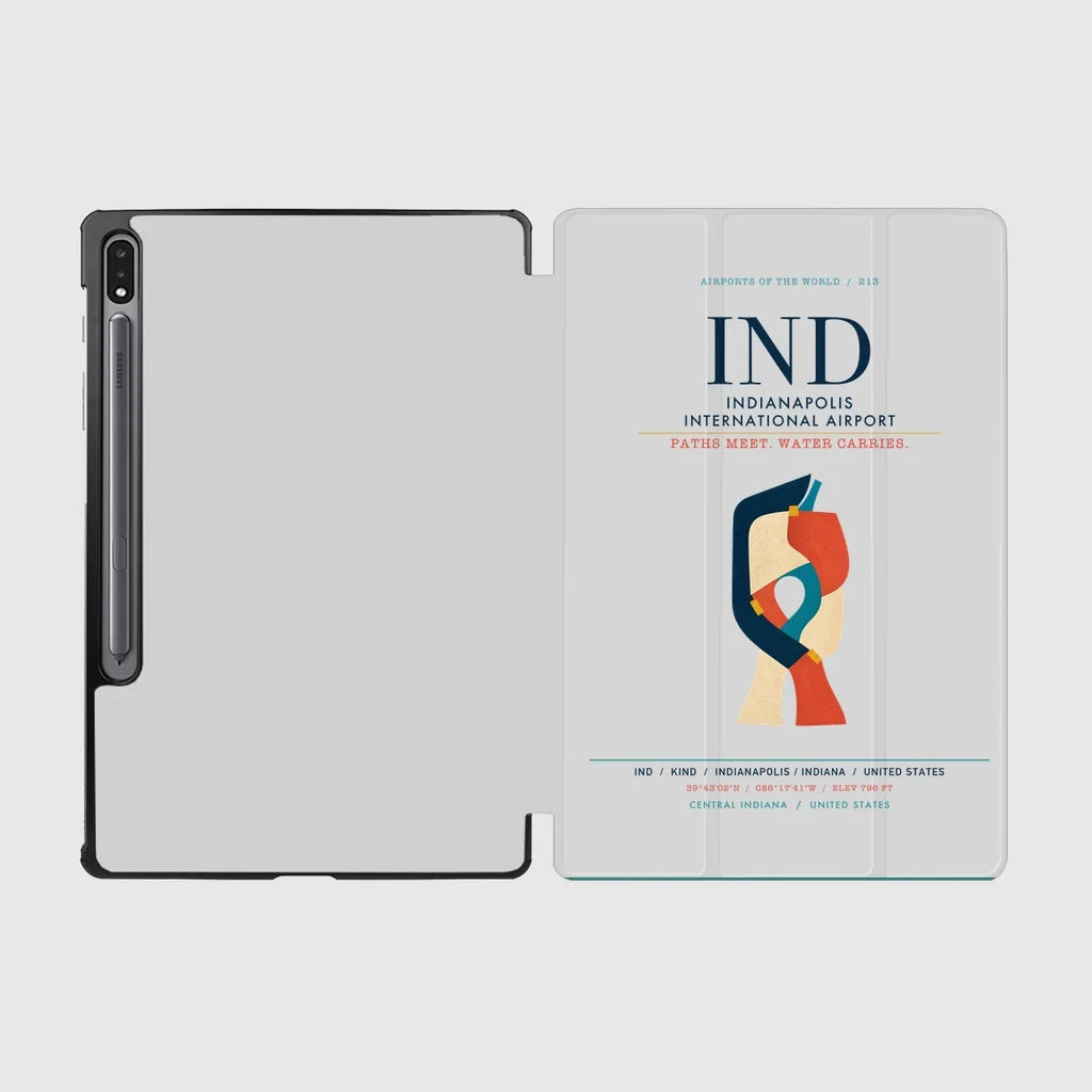 Indianapolis International Airport (IND) design on light gray samsung tablet tablet case