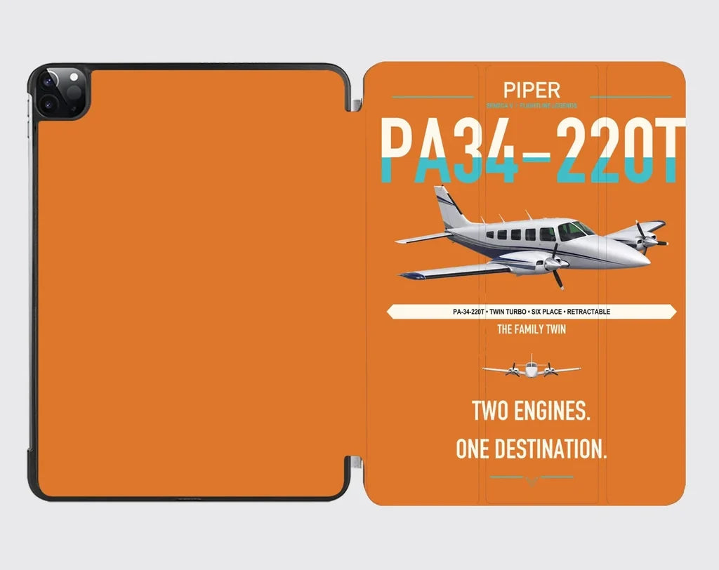 Piper PA-34-220T Seneca V design on orange ipad tablet case