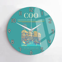 Thumbnail for Cadjehoun Airport (COO) design on turquoise no frame wall clock