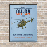 Thumbnail for Hughes OH-6A Cayuse vertical canvas print - framed - light blue background