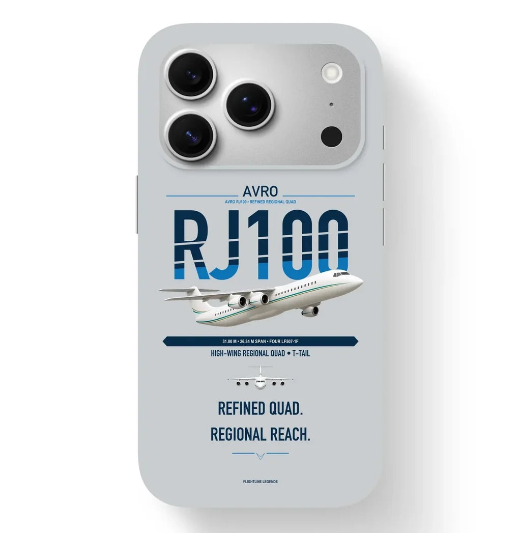 Avro RJ100 design on light gray magsafe iphone case, for iPhone 17 Pro
