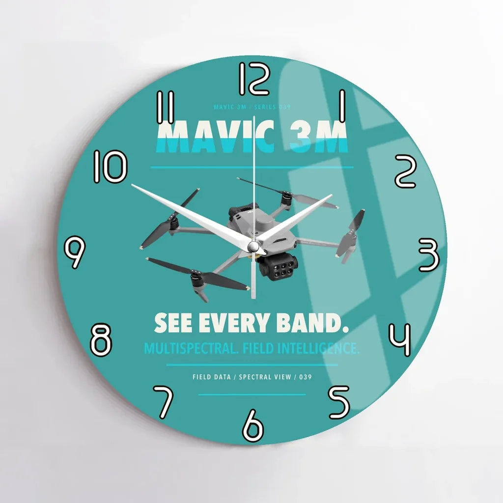 DJI Mavic 3 Multispectral design on turquoise no frame wall clock