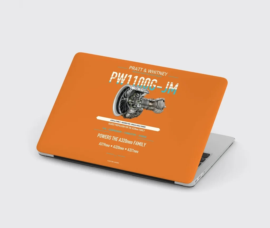 PW1100G-JM design on orange MacBook case