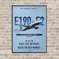 Thumbnail for Embraer E190-E2 vertical canvas print - framed - light blue background