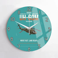 Thumbnail for Sikorsky UH-60M Black Hawk design on turquoise no frame wall clock