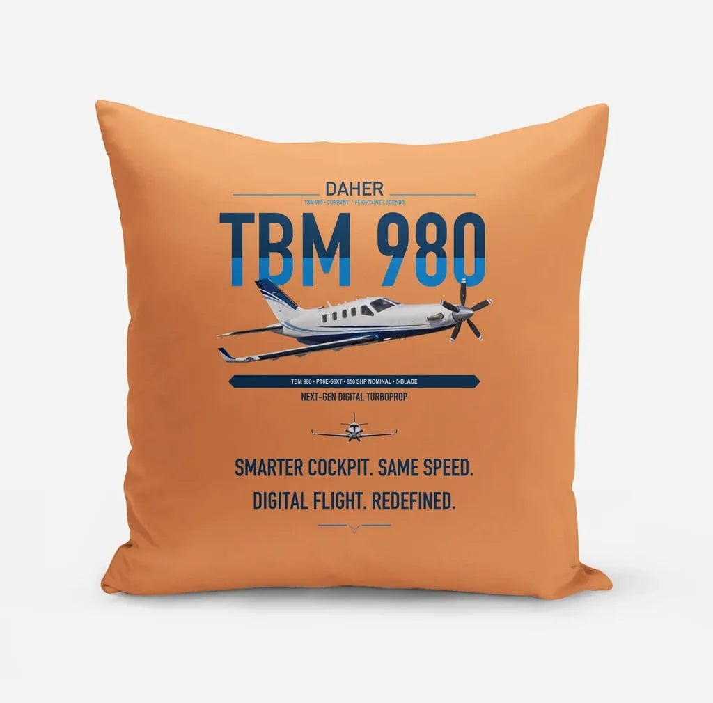 Daher TBM 980 design on orange pillow