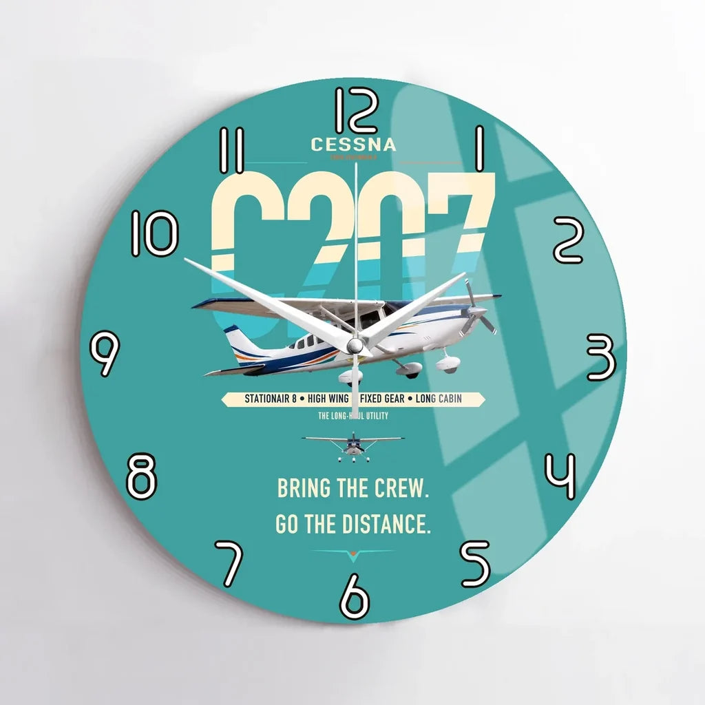Cessna T207A Stationair 8 design on turquoise no frame wall clock