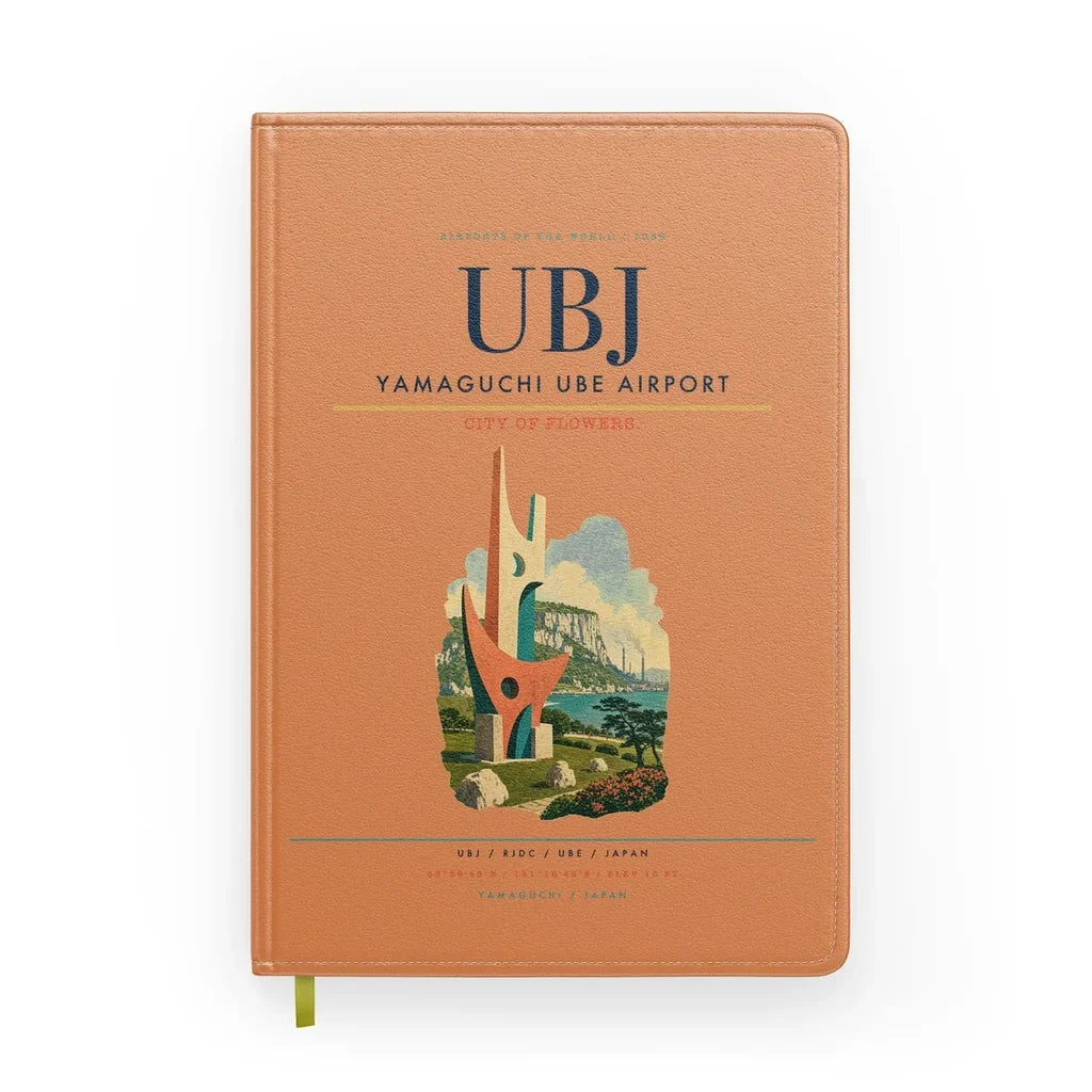 Yamaguchi Ube Airport (UBJ) design on orange notebook