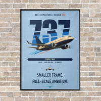Thumbnail for Boeing 737 MAX 7 vertical canvas print - framed - light blue background