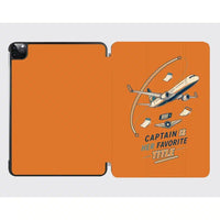 Thumbnail for Captain Is Her Favorite Title design on orange ipad tablet case