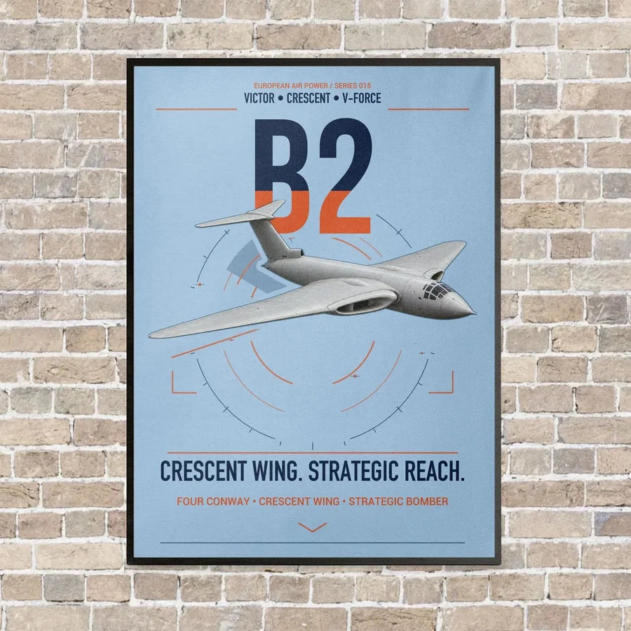 Handley Page Victor B2 vertical canvas print - framed - light blue background