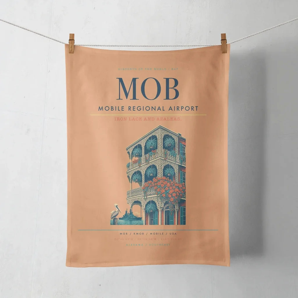 Mobile Regional Airport (MOB) design on orange towel