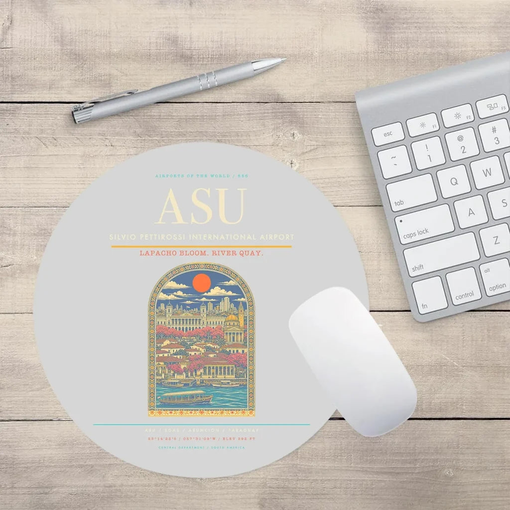 Silvio Pettirossi International Airport ASU Mouse-Pad Round - Light Gray