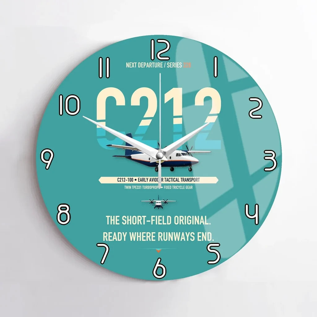 CASA C-212-100 Aviocar design on turquoise no frame wall clock