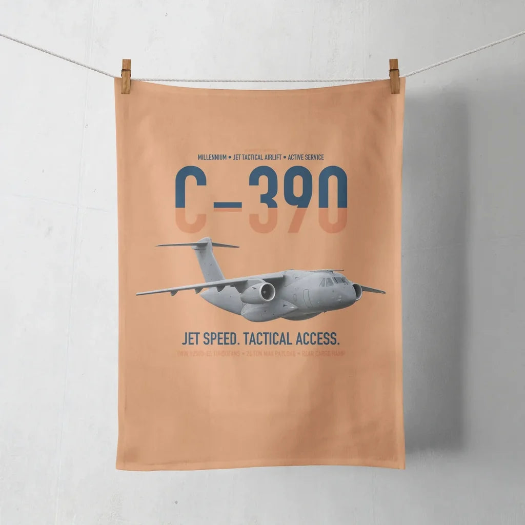 C-390 Millennium design on orange towel