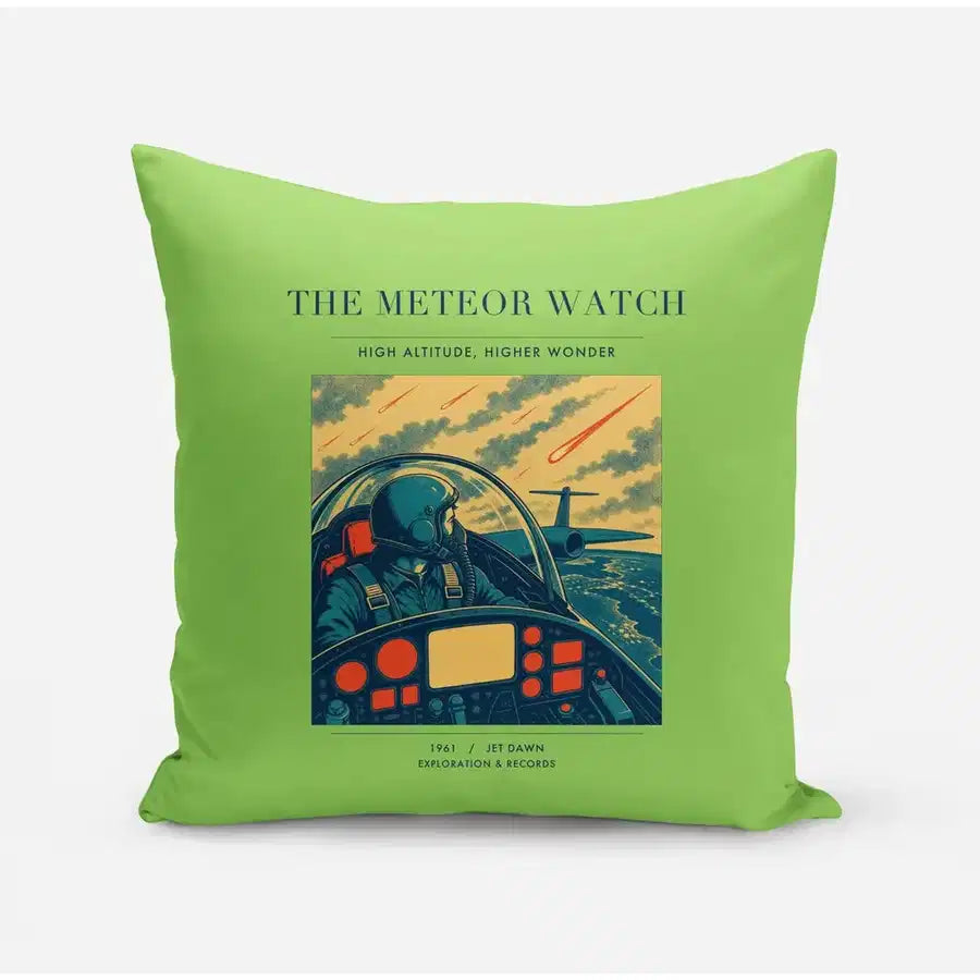 VINTAGE G4212 - The Meteor Watch - Designed Pillows design on lightgreen