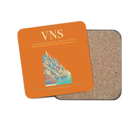 Thumbnail for Lal Bahadur Shastri International Airport (VNS) design on orange 1 piece coaster