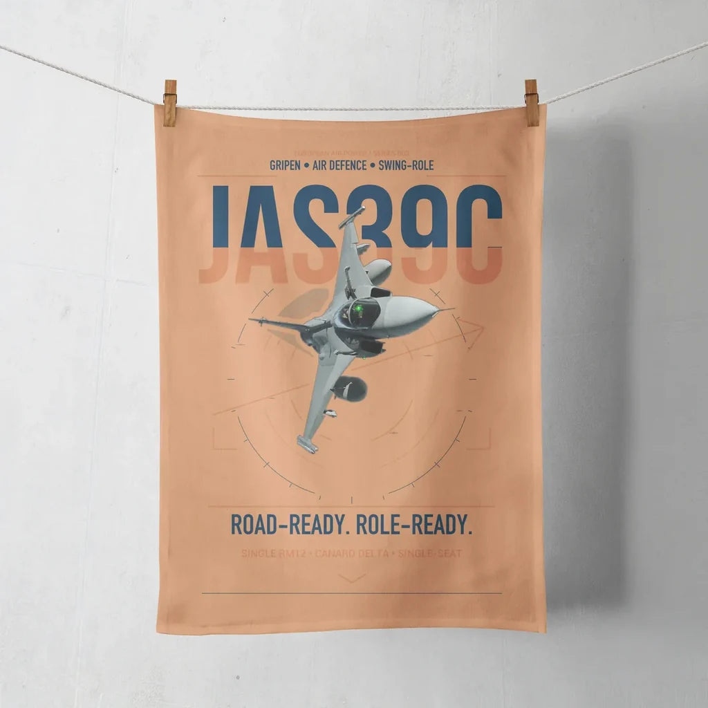Saab JAS 39C Gripen design on orange towel