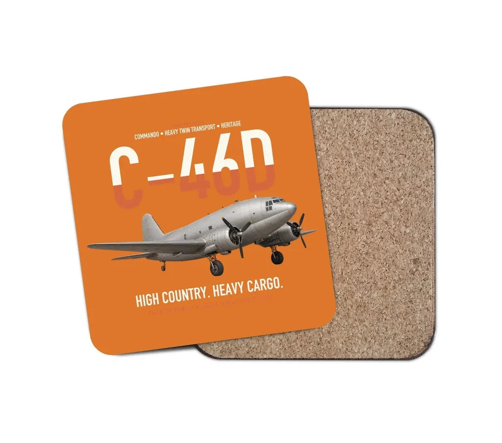 C-46D Commando design on orange 1 piece coaster