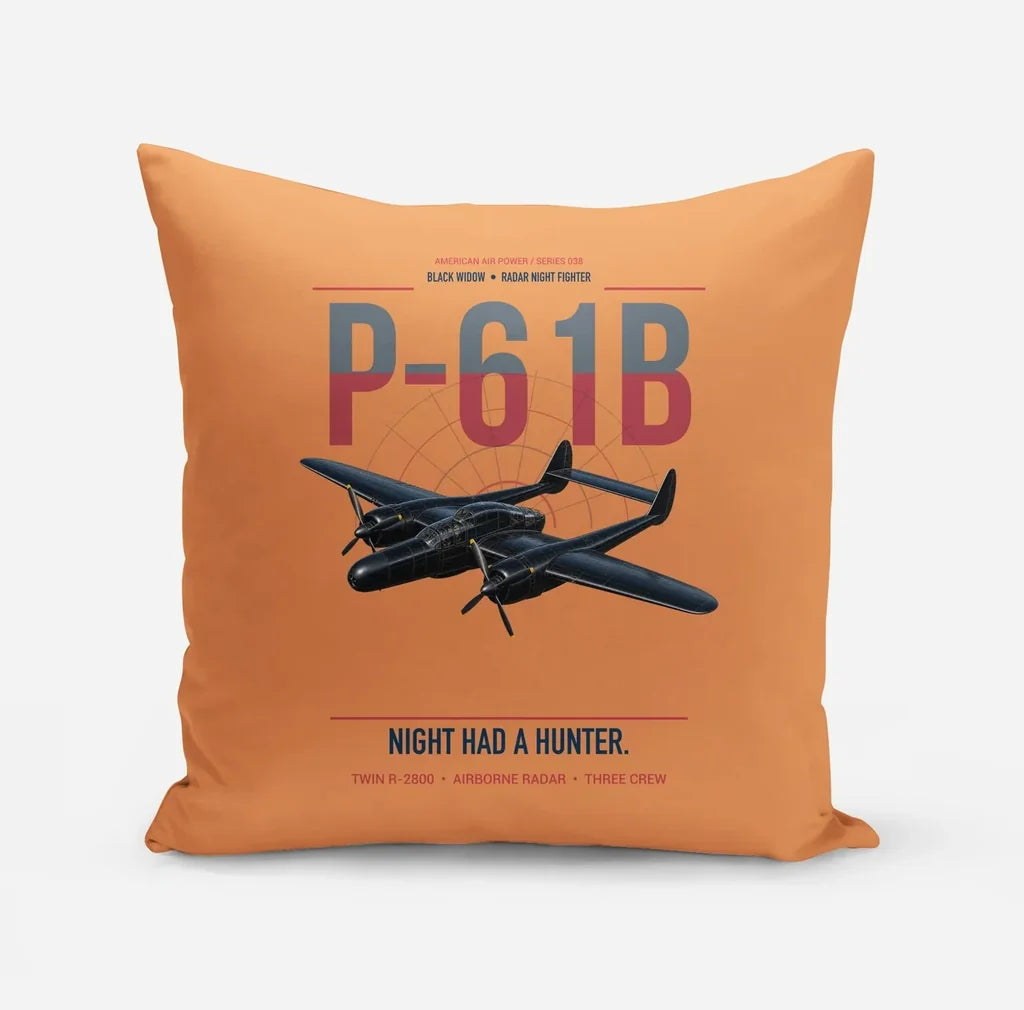 P-61B Black Widow design on orange pillow