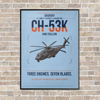 Thumbnail for Sikorsky CH-53K King Stallion vertical canvas print - framed - light blue background