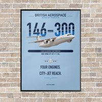 Thumbnail for BAe 146-300 vertical canvas print - framed - light blue background