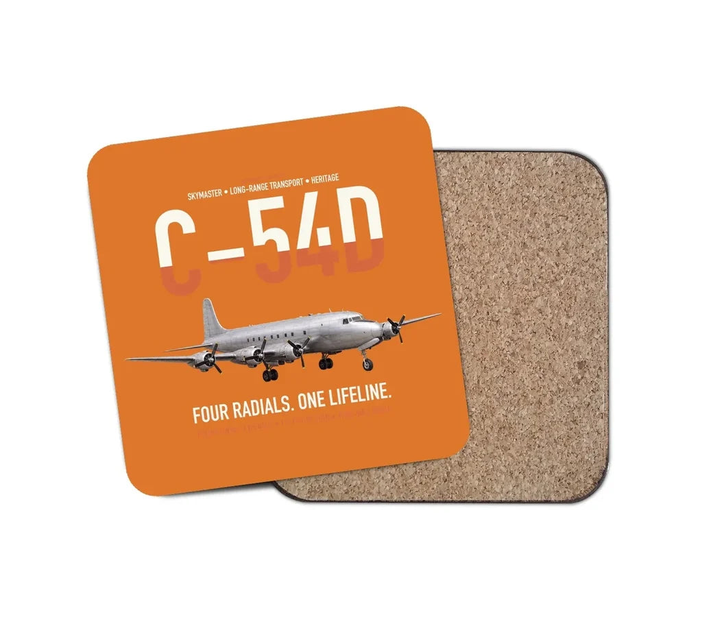 C-54D Skymaster design on orange 1 piece coaster
