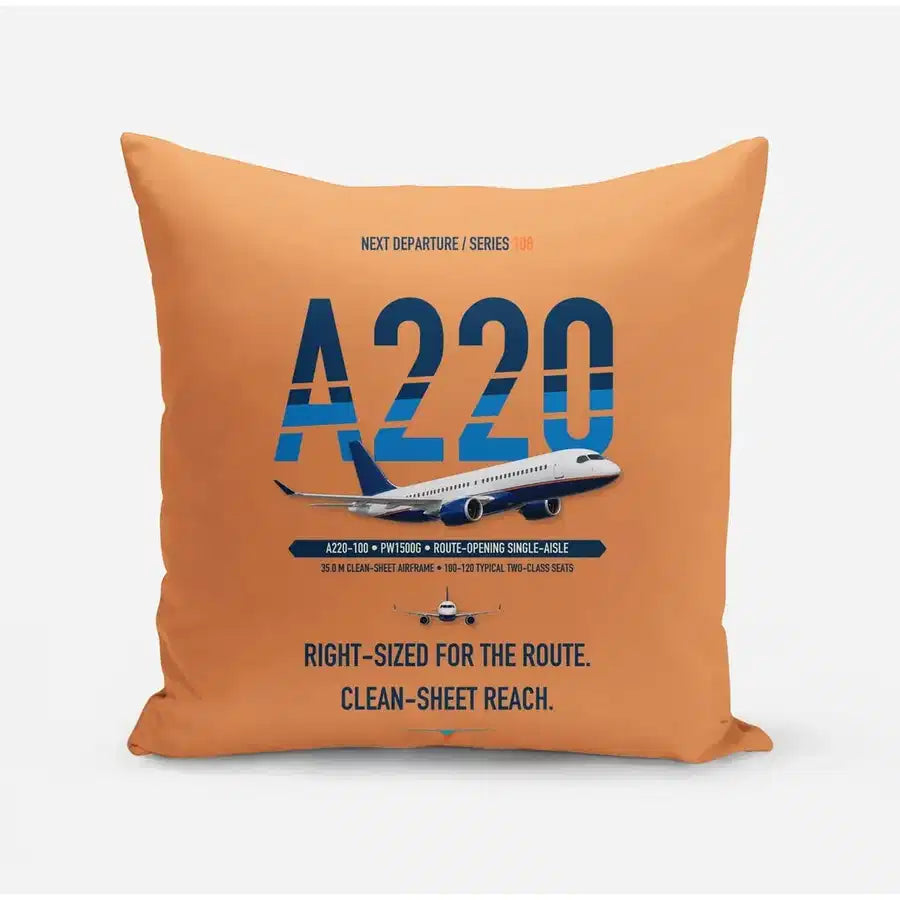 Airbus A220-100 design on orange pillow