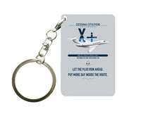 Thumbnail for Cessna Citation X+ design on light gray designed key chain, double-side print