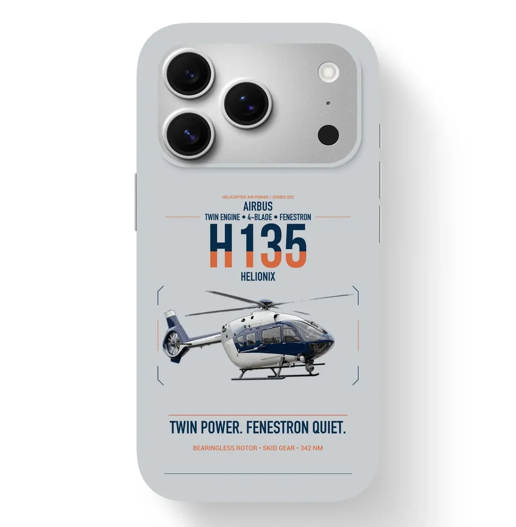Airbus H135 design on light gray magsafe iphone case, for iPhone 17 Pro