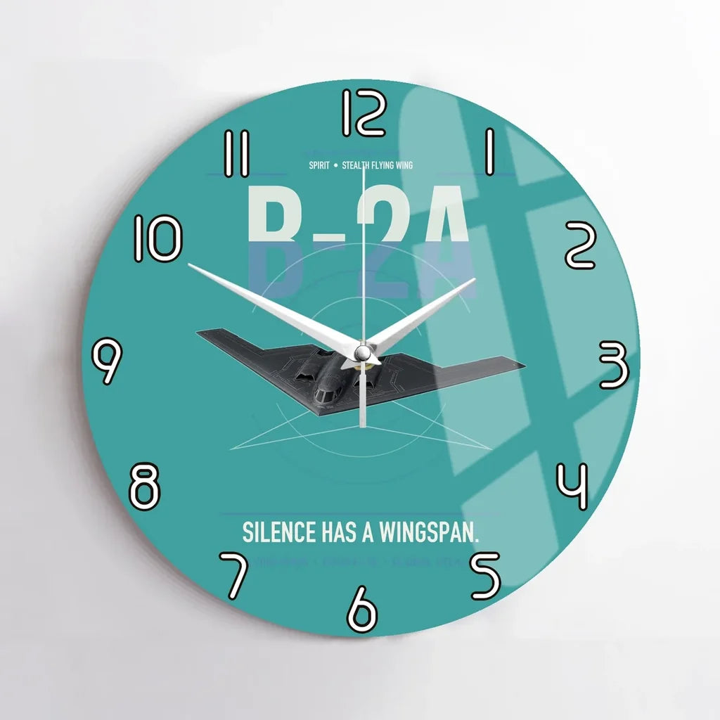 B-2A Spirit design on turquoise no frame wall clock