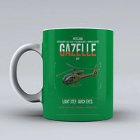 Thumbnail for Westland Gazelle AH1 design on green ceramic mug, double-side print