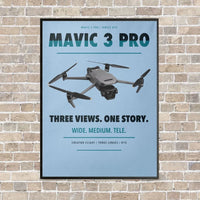 Thumbnail for DJI Mavic 3 Pro vertical canvas print - framed - light blue background