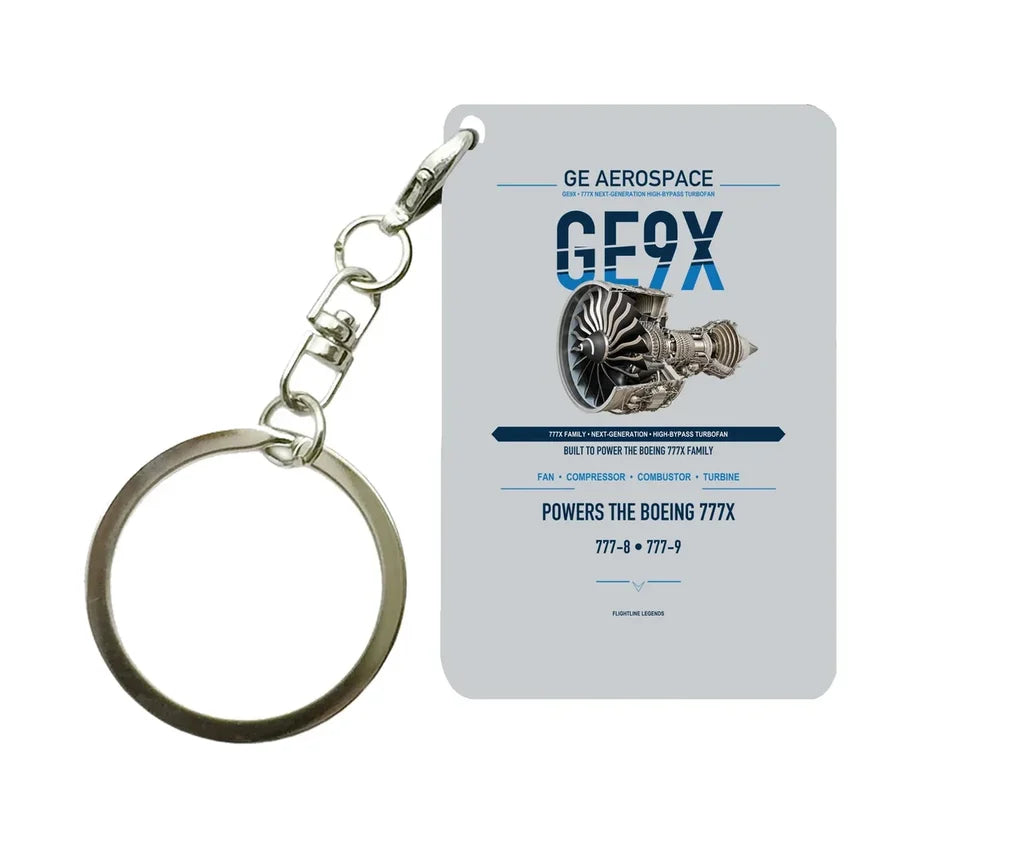 GE9X Key Chain design on light gray key chain